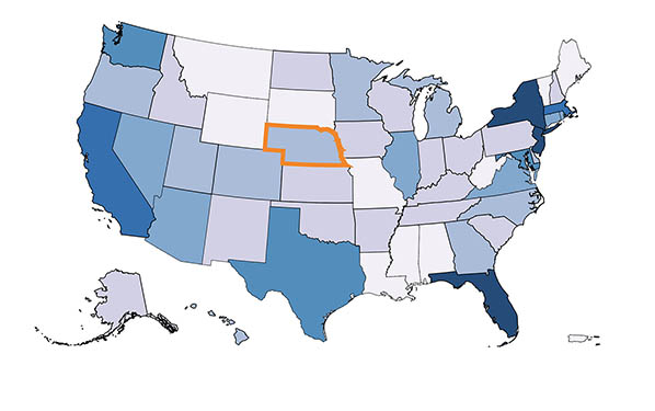 Picture of State Immigration Data map